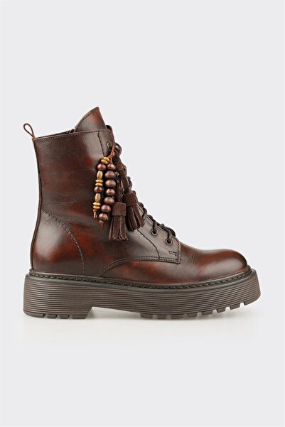 Elle Shoes Kahve Deri Kadın Günlük Bot