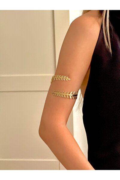 YOUES JEWELRY أصفاد الذراع من الفولاذ هيلينيستيك بازو، أصفاد ذهبية قابلة للتعديل مع نمط أوراق الشجر