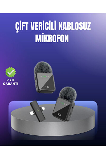 Twin Store Mey imports ®   Wireless dual lavalier microphone for vlog podcast...