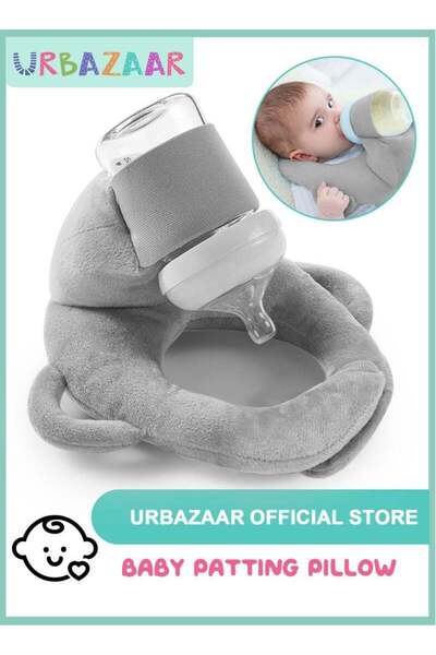 Yelajoy Baby Self Feeding Cushion,Baby Feeding Bottle Holder,Organic Cotton Breast Feeding Pillow,Gray