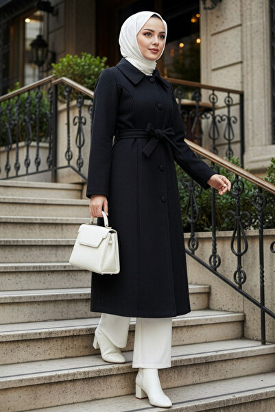 N.S NEVA STYLE Buttoned Black Hijab Cap 62361S