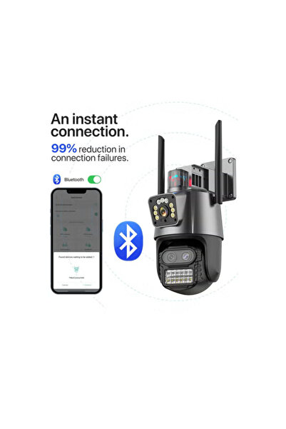 AROAQ 8MP Three Lens WiFi IP Camera 4K HD Dual Screen PTZ Security CCTV Camera