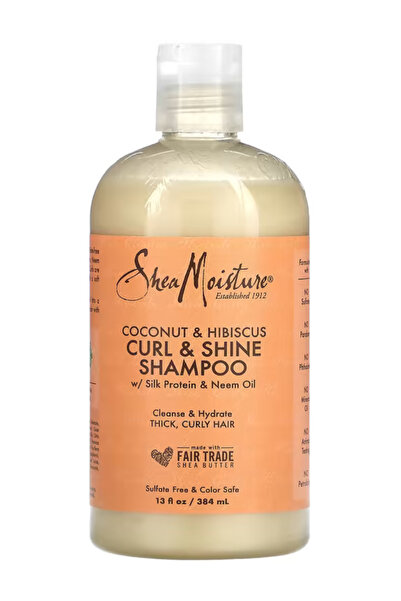 Shea Moisture Coconut & Hibiscus Curl & Shine Shampoo 13oz, Sulfate-Free