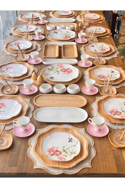 ROSSEV Kahvaltı Takımı Bambum Blossom 120 Parça 12 Kişilik