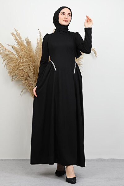 GİYZAMİLA Polyana Crepe Evening Dress Black