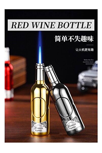 HEPBİMODA Şarap Şişesi Şeklinde Hediyelik Çakmak Tasarım Çakmak Yılbaşı Hediy...