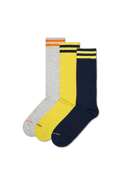 Happy Socks Unisex Socken, 3er Pack - Solid Crew Socks, Baumwolle, Streifen, ...