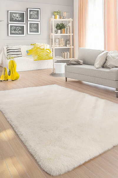 Lexa Krem Post Peluş Halı Yumuşak Dokulu Yıkanabilir Kaymaz Dot Taban Salon o...