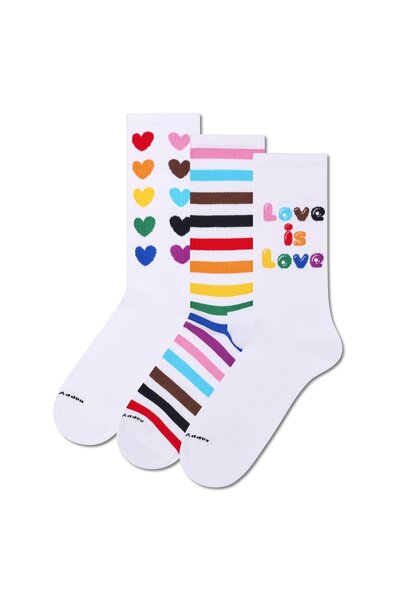Happy Socks Unisex Socken, 3er Pack - Pride Gift Set, Motivsocken, Geschenkbox