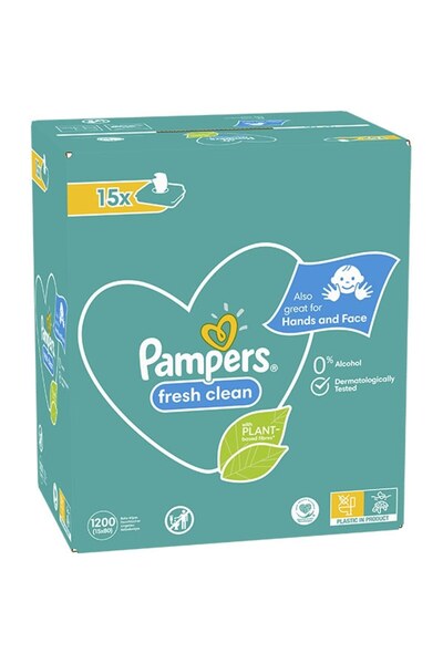 Pampers Fresh Clean Wet Wipes, 15 packs, 1200 pcs