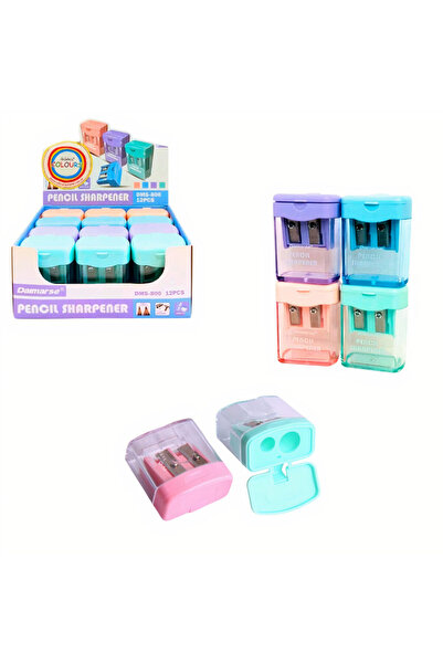 JML1 Sharpener 2 Sizes 4cm with Container, Square Shape 24/set Different Colors Wholesale