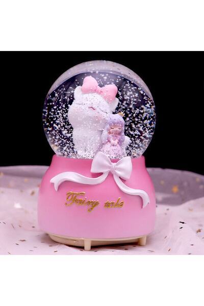Ailenizin Oyuncakçısı Sevimli Dostlar Temalı Işıklı Müzikli Kar Küresi Pembe