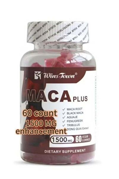 Wins Town مستخلص جذور الماكا السوداء ودونغ كواي، فيتامينات معززة لعضلات المؤخرة للنساء، بنكهة الفواكه، 60 حبة
