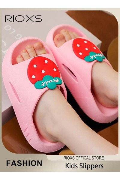 RIOXS Kids Flat Slippers, Cute Patterns Toddler Unisex Slippers, Comfy Slip-o...