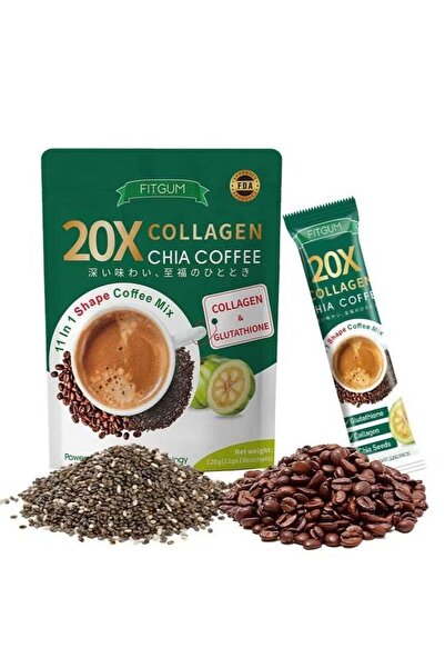 Fitgum Premium Collagen Chia Coffee (20X) for Skin & Body Organic Coffee | Di...
