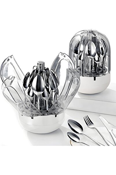 Arabest منظم أدوات المائدة الفضية، طقم أدوات مائدة من الفولاذ المقاوم للصدأ مكون من 24 قطعة، طقم من 6 قطع، طقم أدوات مائدة للمطبخ