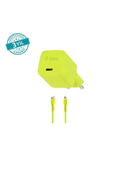 Ttec SmartCharger GAN 20W PD Seyahat Hızlı Şarj Aleti + USB-C - Lightning 120...