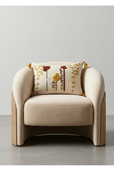 Destiva Home Renkli Kaktüs Punch Nakışlı Dekoratif Püsküllü Kırlent Kılıfı Pa...