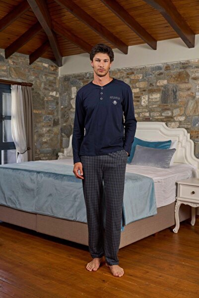 Cossy By Aqua Men's Navy Blue Pajama Set 26409