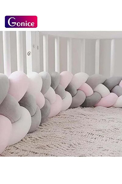 Gonice 4 قطع من وسائد حماية سرير الأطفال المضفرة، وسادة ناعمة معقودة