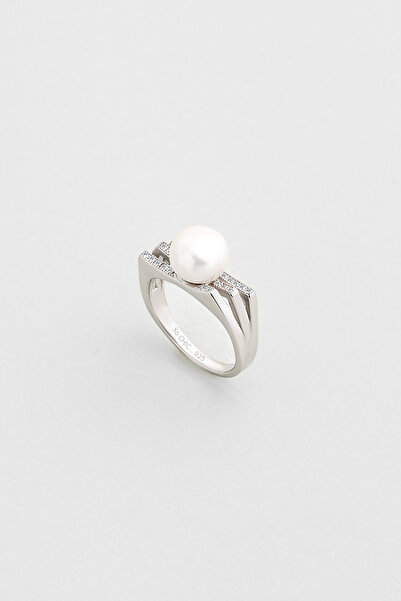 So CHIC... Vintage İnci 18 Ayar Beyaz Altın Kaplama Gümüş Yüzük