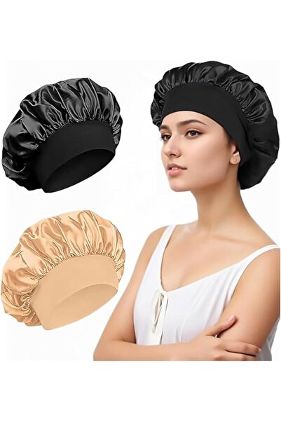 Arabest قطعتان من أغطية النوم الحريرية، طبقتان من الساتان، شريط مطاطي حريري ن...