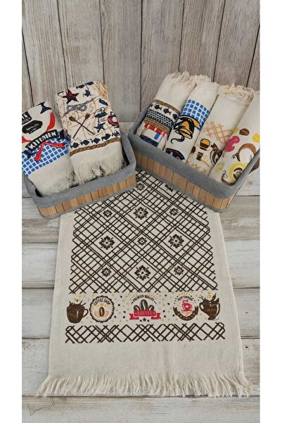 TİTANEV 3 Pieces Printed Kitchen Towel Set with Fringes 40X60