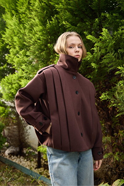 FERHEL Women's Pleated Cashmere Coat