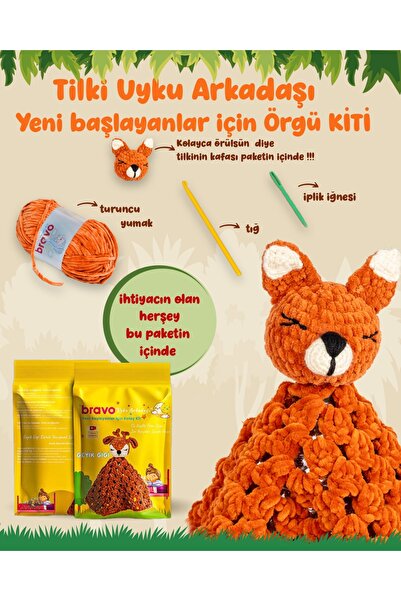Bravo Easy Amigurumi Kit Tilki Tiko Yeni Başlayanlar İçin Videolu Kolay Anlat...