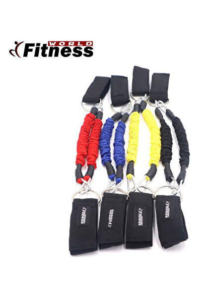 Fitness World طقم أشرطة مقاومة لتقوية الأرجل مع أحزمة كاحل One Size