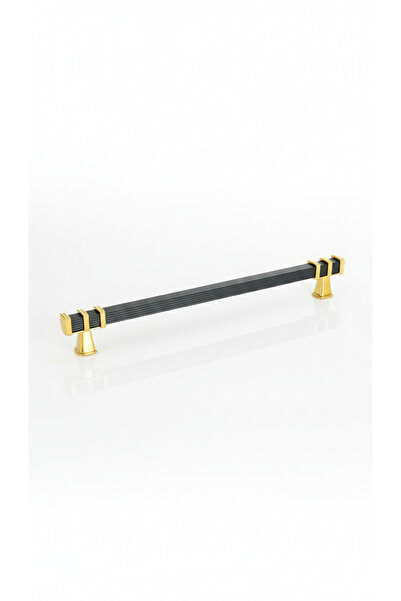 İNTERİO KARE SİYAH-ALTIN METAL KULP 224 (22.4CM ) MOBİLYA KULPU,DOLAP KULPU,M...