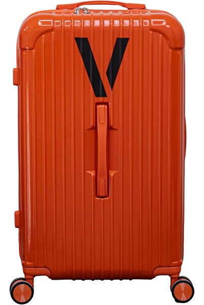 VOYON حقيبة سفر صلبة بعجلات دوارة - 26 بوصة (65 سم)، المادة: بولي كربونات + أكريلونيتريل بوتادين ستايرين، برتقالي