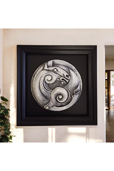 purple dragon Sanatçıdan El Yapımı Rölyef At Tablosu, Özel Tasarım, Vernikli