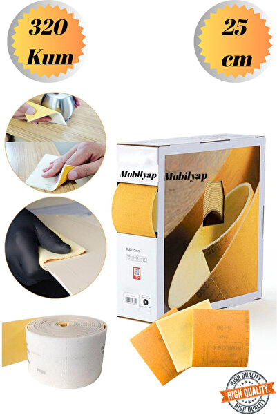 Mobilyap 25 cm 320 Kum Ahşap Sünger Zımpara Kağıdı Mutfak Banyo Bulaşık Sünge...