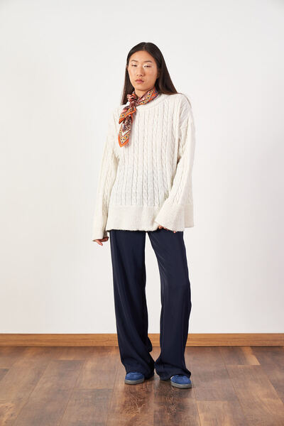 Mevra Hair Knitting Oversized Knitwear Sweater Ecru