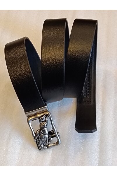 Butik Tülin Unisex Authentic Genuine Cowhide Leather Black Silver Racing Hors...