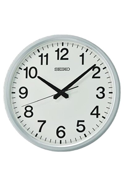 Seiko QHA009A Carcasă din plastic de culoare gri metalic cu cadran alb Ceas de perete cu mecanism de cuarț