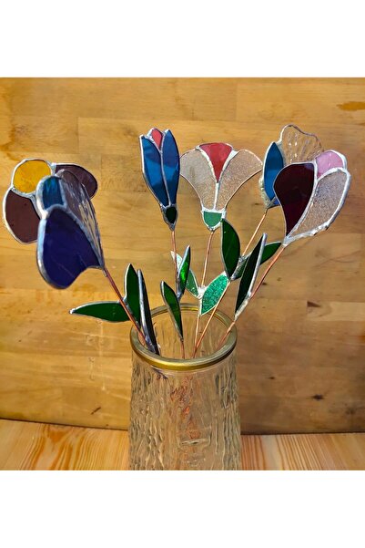 anonim 6'lı vitray çiçek set buket