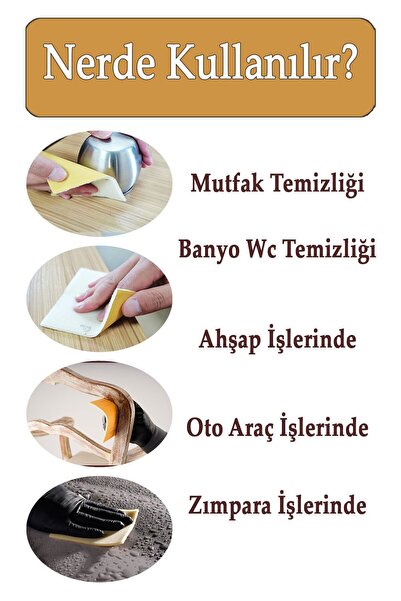 Mobilyap Dayson 25 cm 320 Kum Ahşap Sünger Zımpara Kağıdı Mutfak Banyo Bulaşık Süngeri Bant Kağıt Süngerli