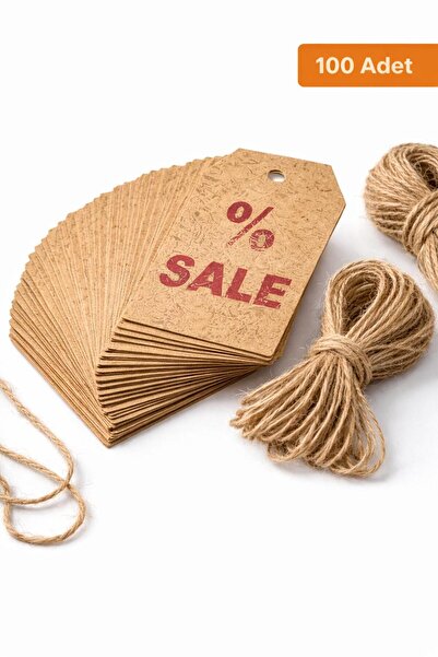 naturevo 100 Adet Kraft SALE Etiket | Arka Yüzey Yazılabilir | Jüt İpli İndir...
