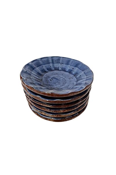 ALBETTO 6 lı Seramik Çay Tabak, Lacivert Çay Tabağı Çap:10cm
