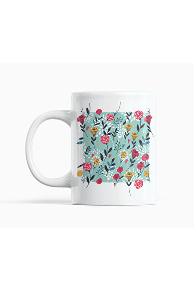 Nino Store Flower Patterned Porcelain Mug Cup 300 ml – Modern Coffee Tea Cup