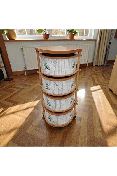 ARBOR EV AHŞAP SEBZELİK VE ORGANİZER 4 KATLI BEYAZ MERMER