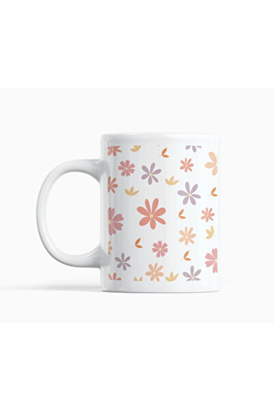 Nino Store Pastel Floral Pattern Porcelain Mug Cup 300 ml – Cute Minimal Coffee Tea Cup