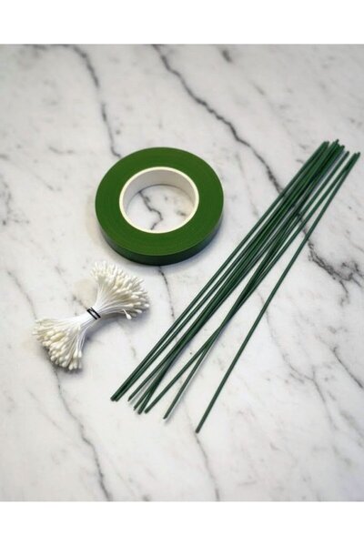 Hobialem Çiçek Yapım Seti – 3’lü Paket (40 METRE ÇİÇEK BANDI , 1 DEMET TOMURCUK ,10 ADET ÇİÇEK TELİ ) Şönil