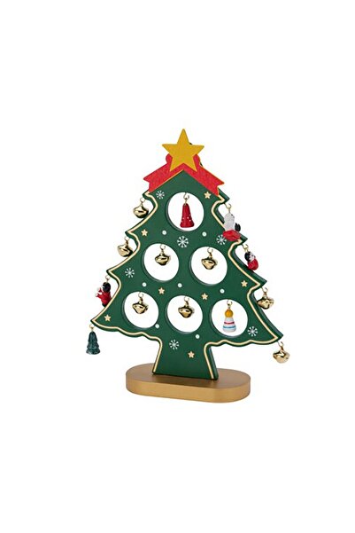Koopman Wooden Christmas Tree Figure with Bell Ornament