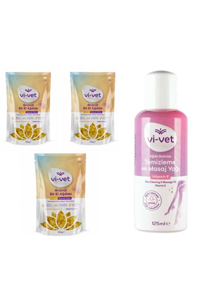 Vi-vet Vivet Granül Sir Ağda Naturel 250 gr 3 adet + Vivet Ağda Temizleme ve ...