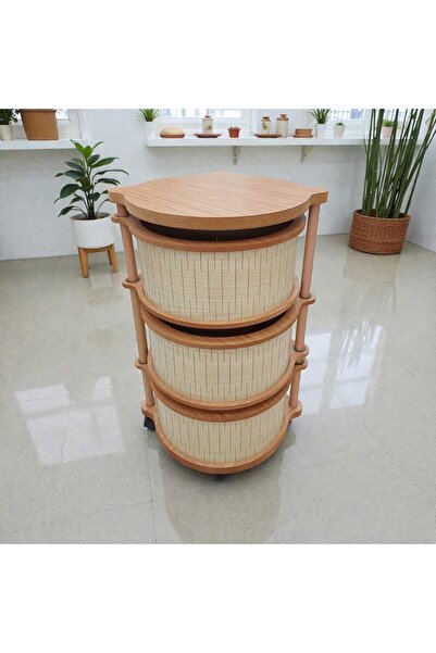 ARBOR EV AHŞAP SEBZELİK VE ORGANİZER 3 KATLI AKÇA