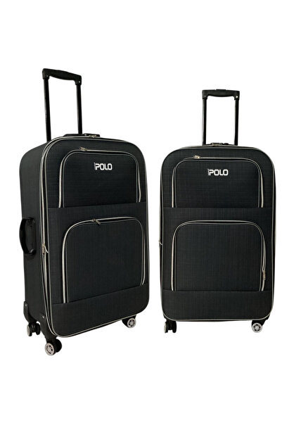 KARİZMA POLO 4-Wheeled-Bellowed-Very Lightweight 2 Pieces Fabric Suitcases Large and Medium Size