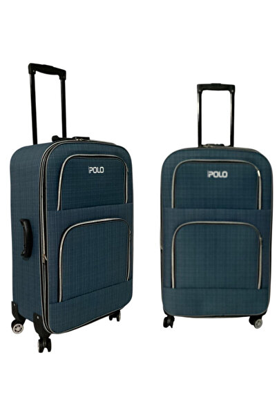 KARİZMA POLO 4-Wheeled-Bellowed-Very Lightweight 2 Pieces Fabric Suitcases Large and Medium Size